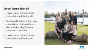 Exempel på en powerpointsida med text till vänster och bild till höger.