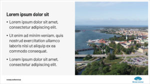 Exempel på en powerpointsida med text till vänster och bild till höger.