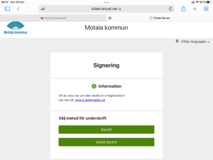 Skärmklipp, välj metod att signera.