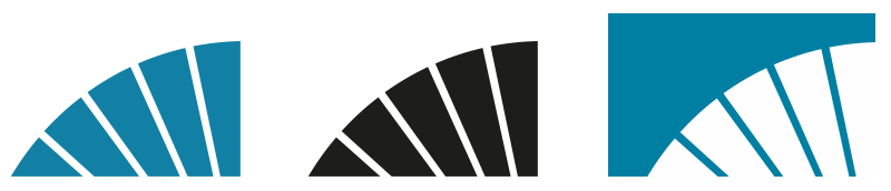 Kommunens dekorelement solfjädern visas i sina tre färgvarianter – blå, svart respektive vit.