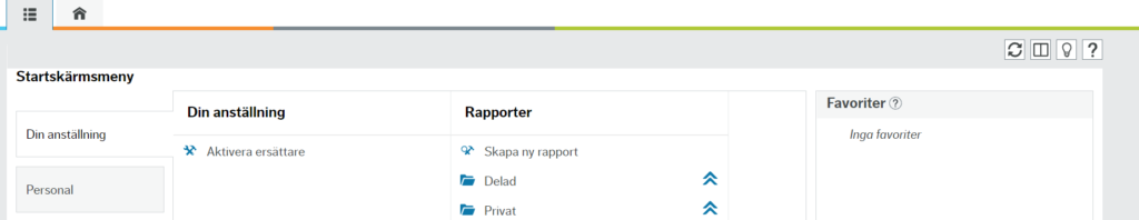 Skärmklipp startskärmsmeny.