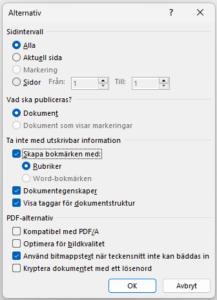 Ruta för alternativ för PDF-fil.