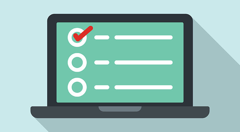 En illustration av en skärm med ett förbockat oläsligt svarsalternativ.