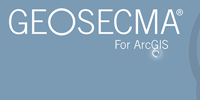 Texten Geosecma For ArcGIS på grå bakgrund.