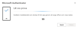 Skärmklipp, Microsoft Authenticator, Låt oss prova.
